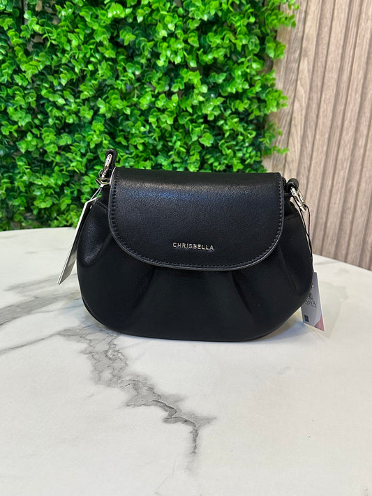 Small Crossbody Bag with Flap Closure & Pleated Design