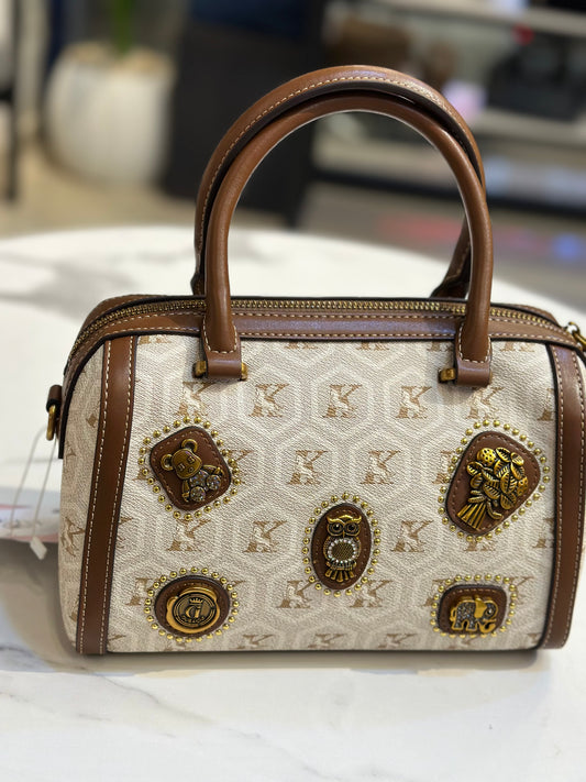 Monogram Mini Boston Bag with Animal Charm Patches