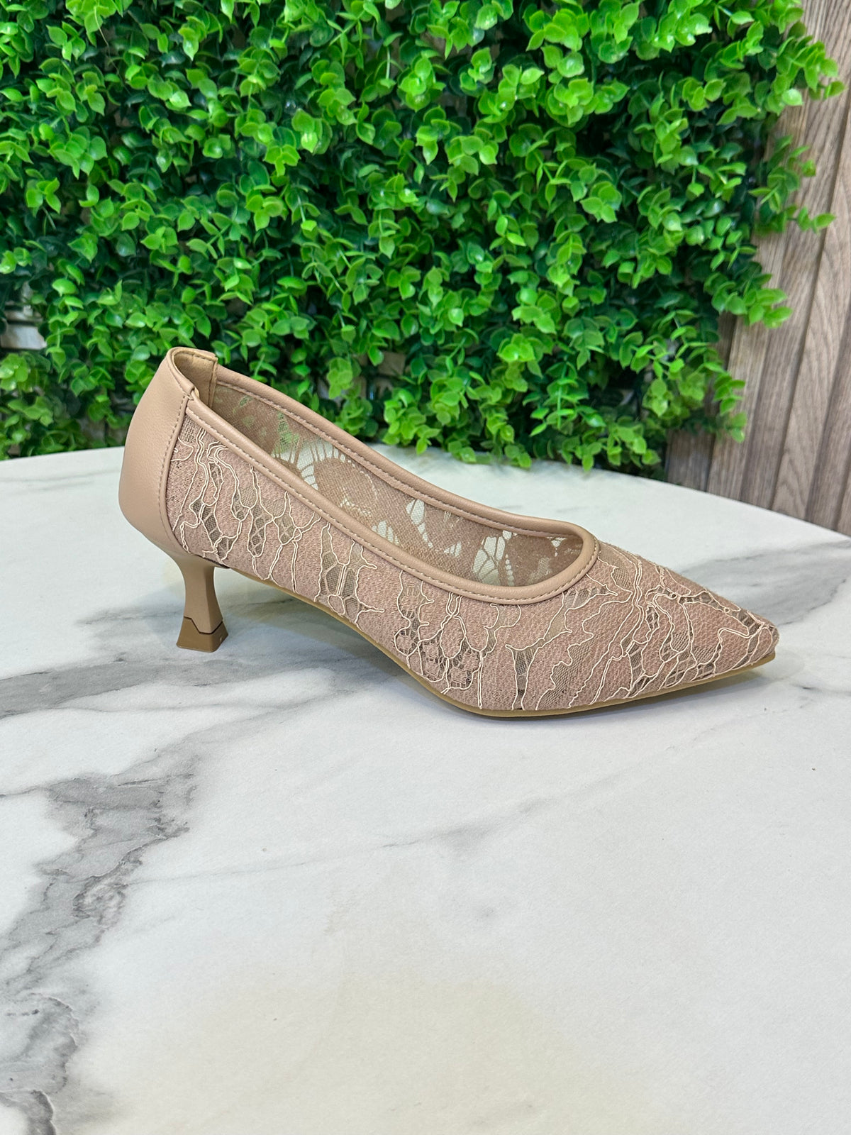 Elegant Lace Mesh Pointed Heels