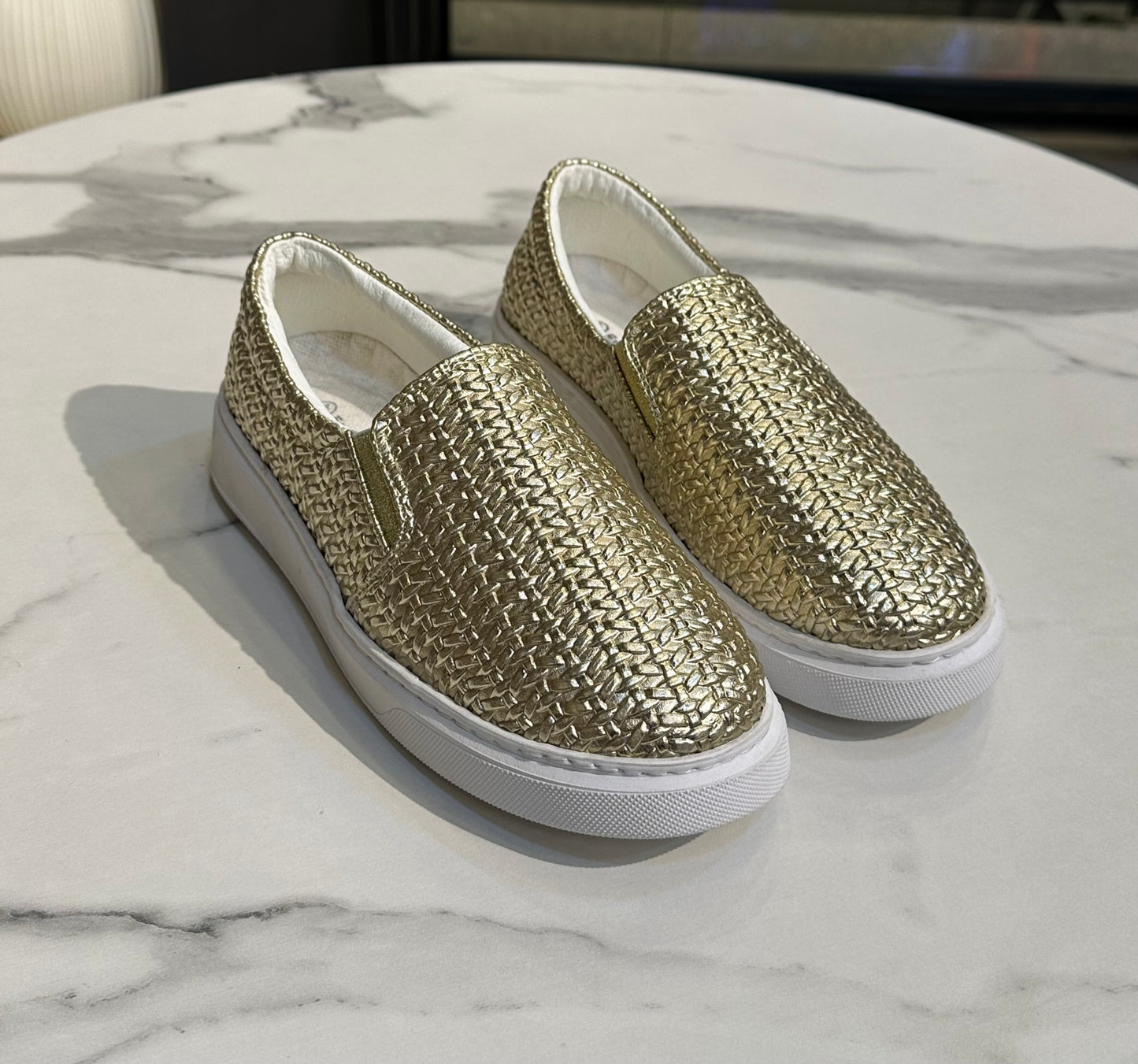Metallic Woven Slip-On Sneakers