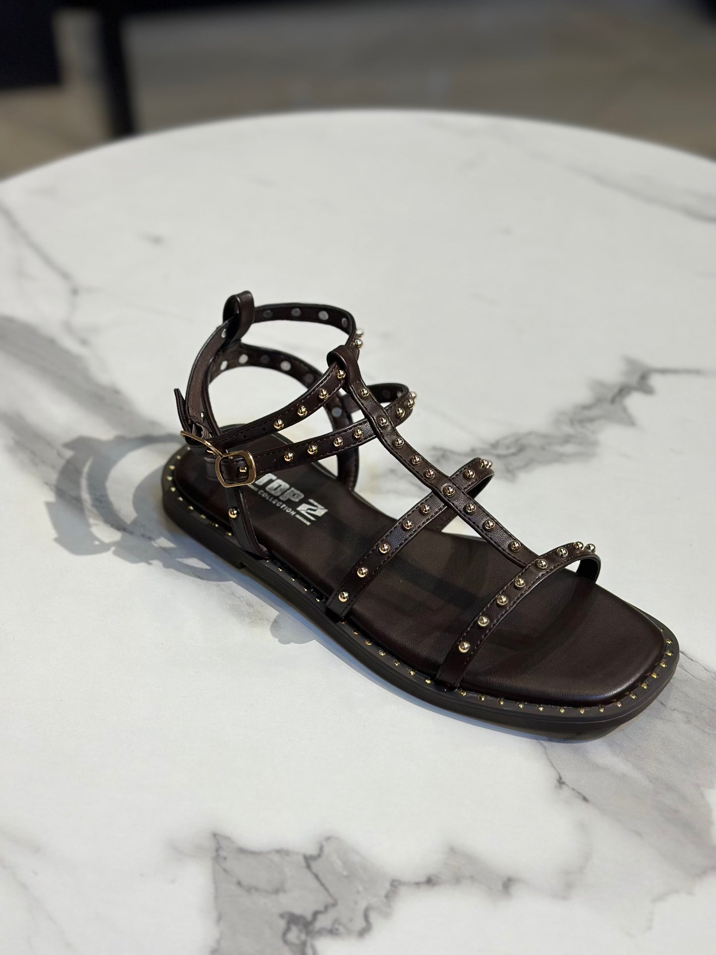 Studded Gladiator Flat Sandal