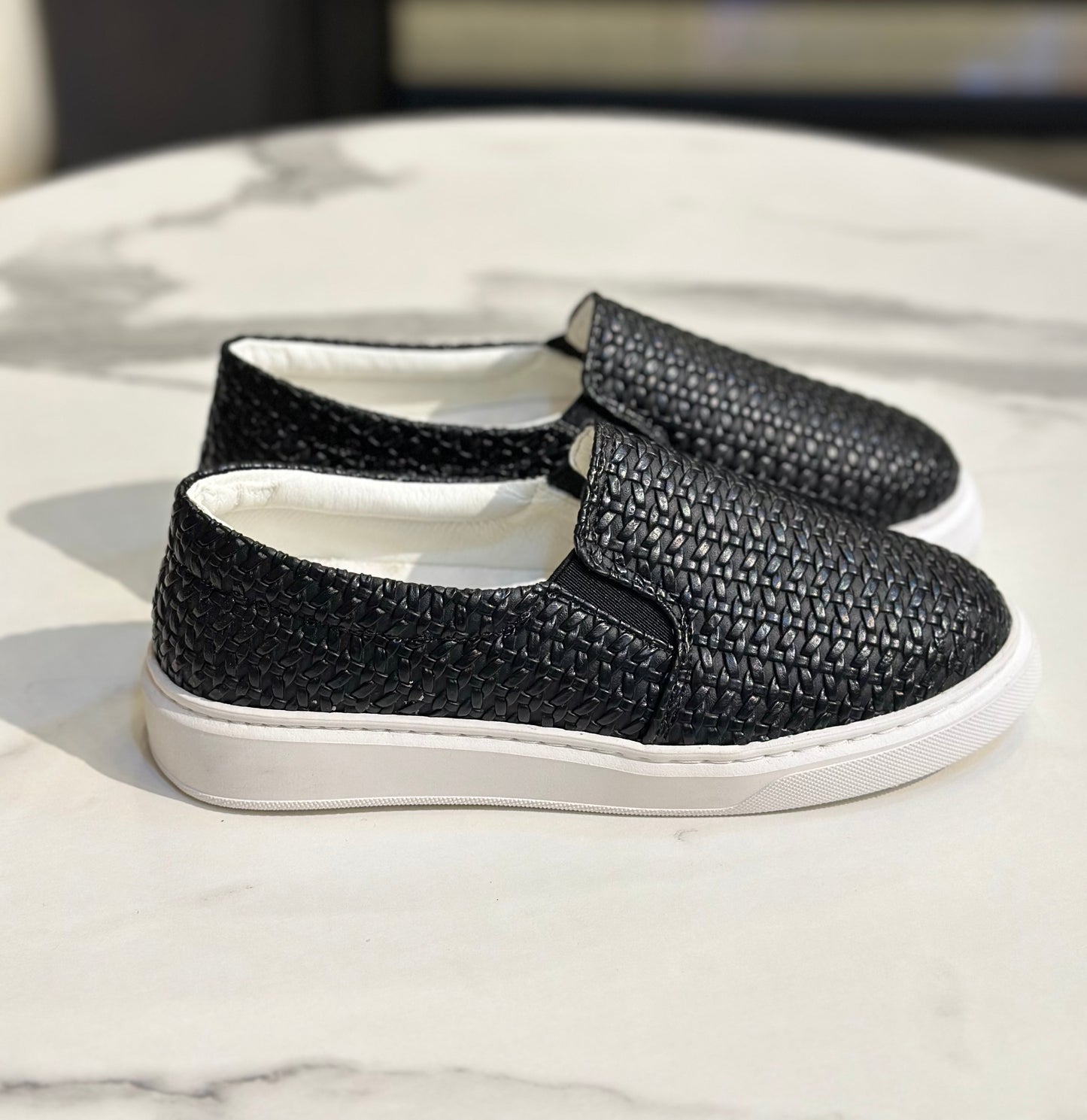 Metallic Woven Slip-On Sneakers