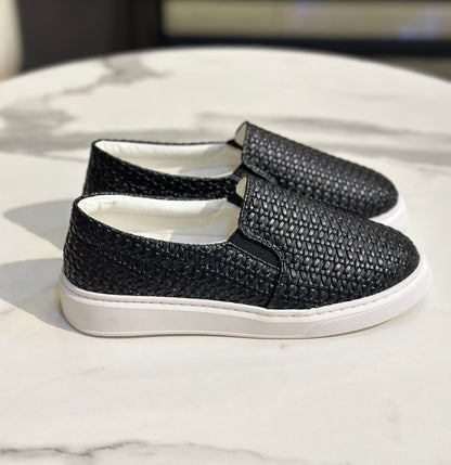 Metallic Woven Slip-On Sneakers
