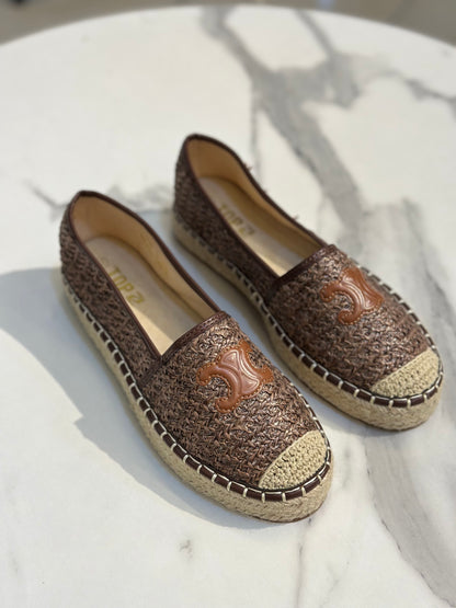 Woven Espadrille Flat with Logo Detail