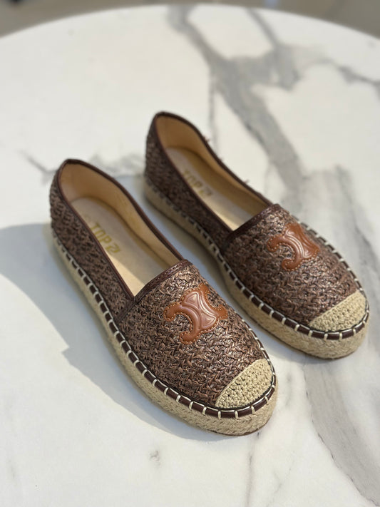 Woven Espadrille Flat with Logo Detail