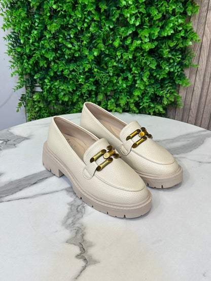 Chunky Sole Loafers with Gold Buckle Detail