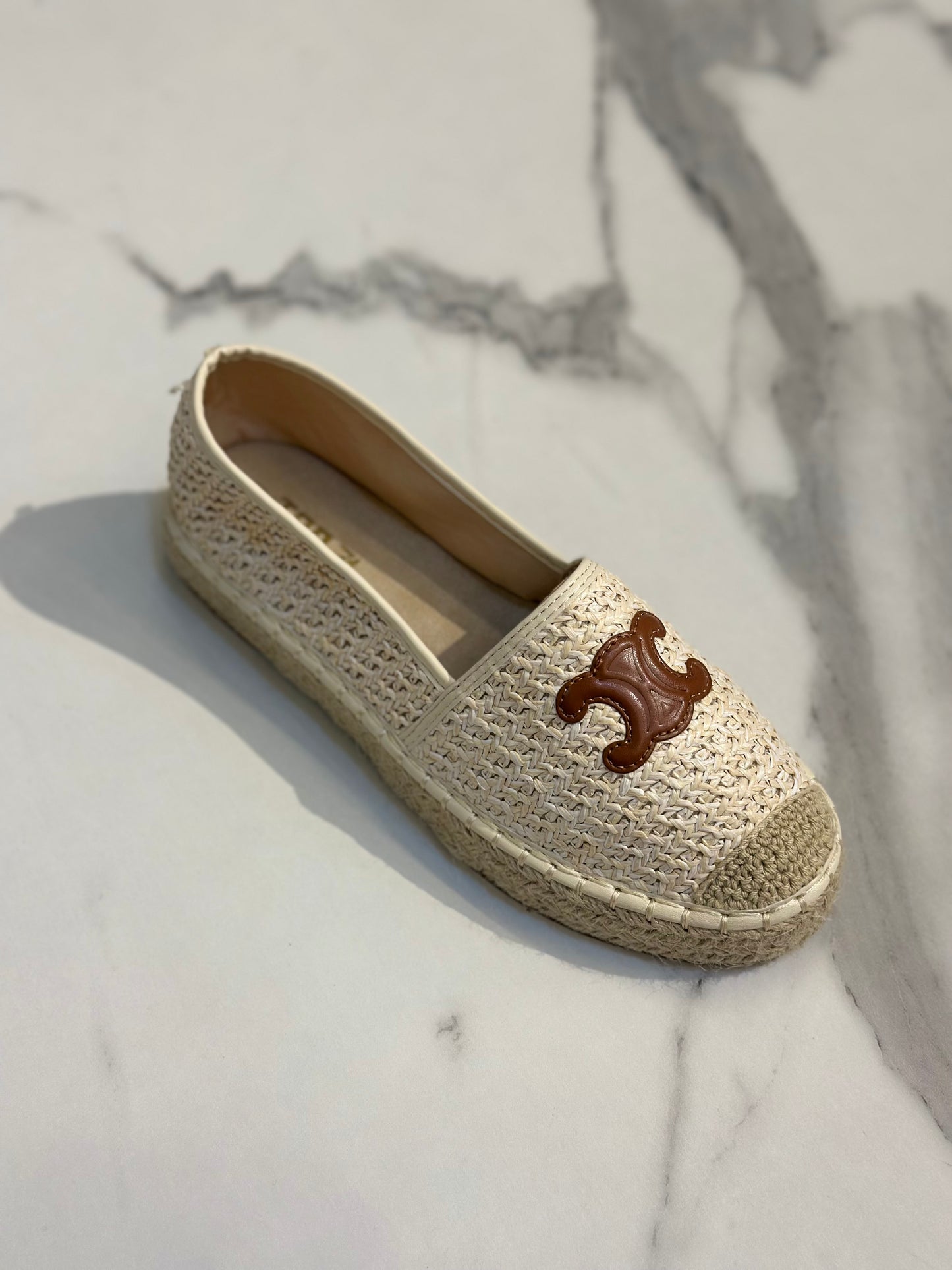 Woven Espadrille Flat with Logo Detail