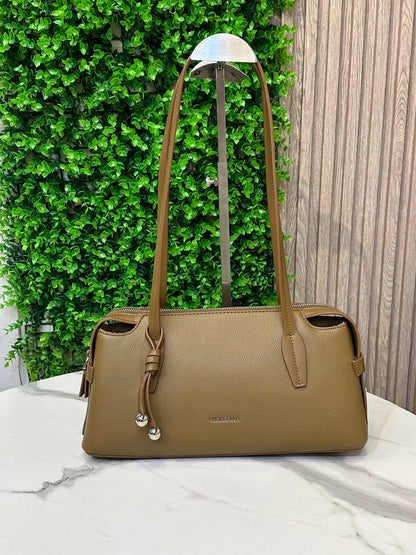 Crispiella Elegant Textured Tote Bag with Decorative Charm