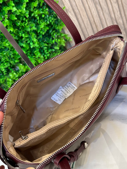 Crispiella Elegant Textured Tote Bag with Decorative Charm