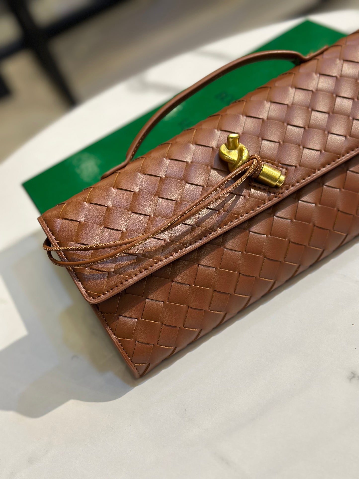 Luxury-Inspired Woven Top Handle Bag