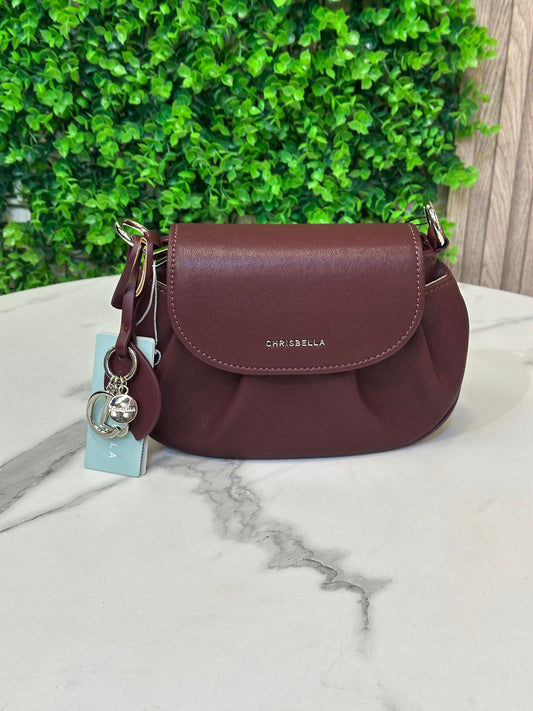 Small Crossbody Bag with Flap Closure & Pleated Design
