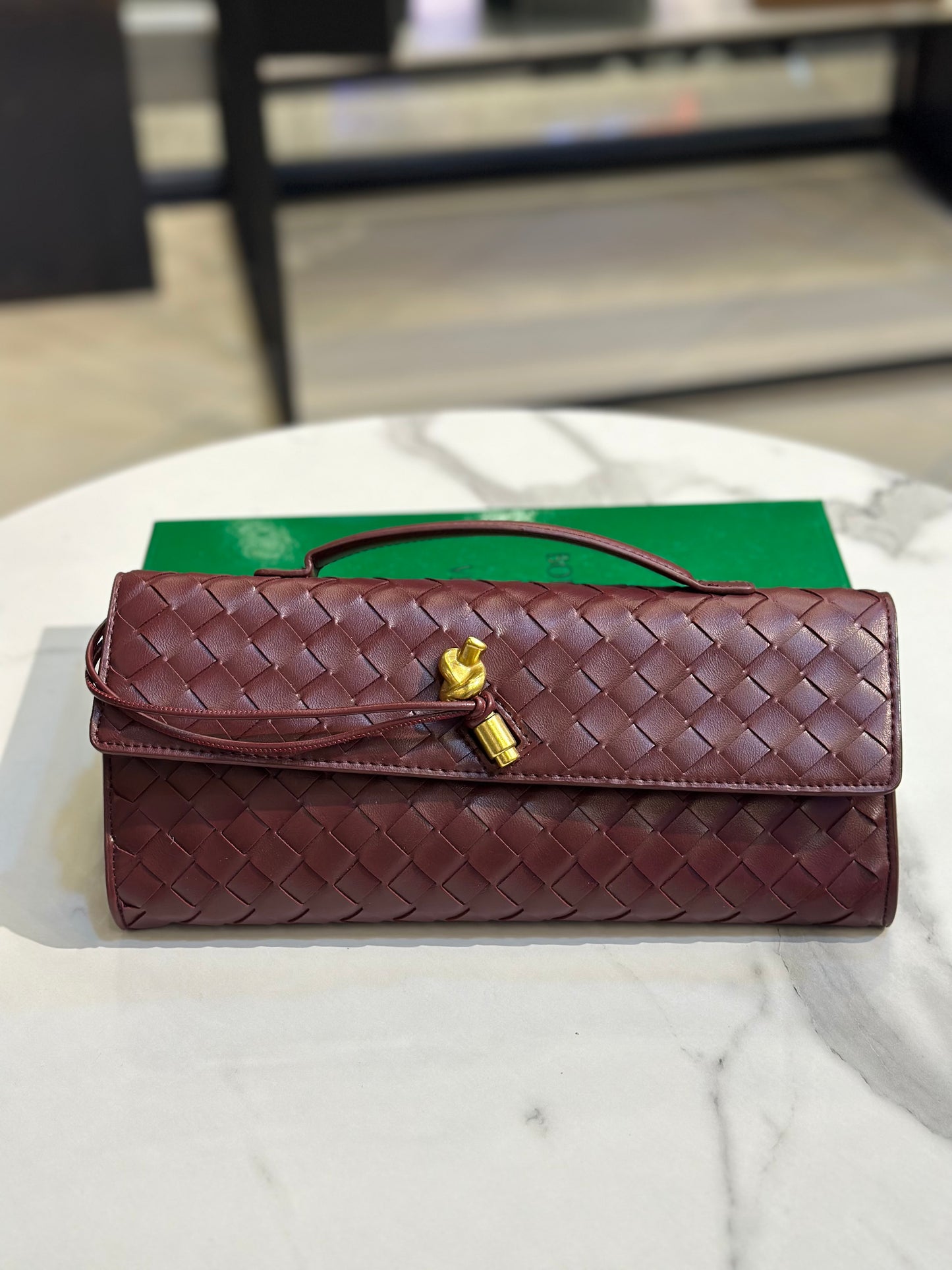 Luxury-Inspired Woven Top Handle Bag
