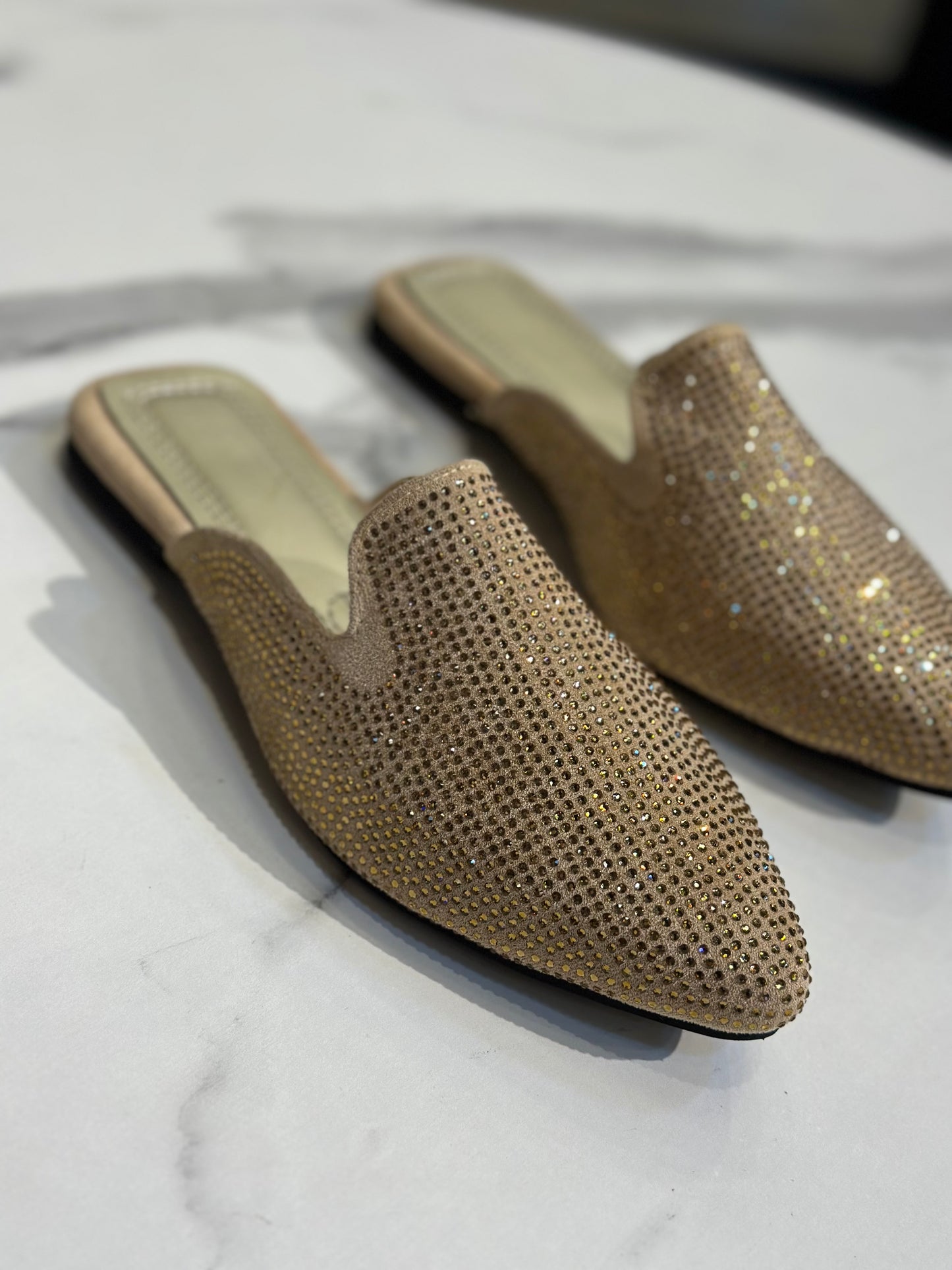Sparkle Pointed Mule Flat