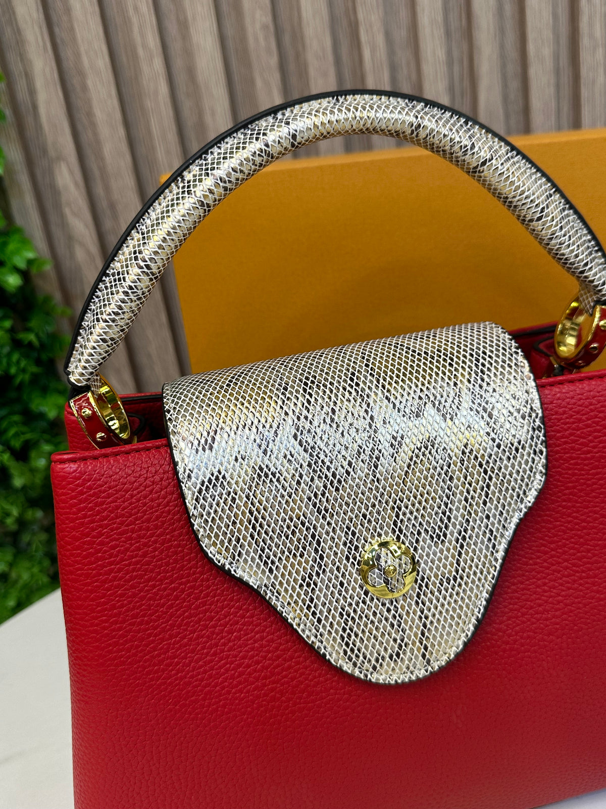 Designer-Inspired Leather Bag with Box