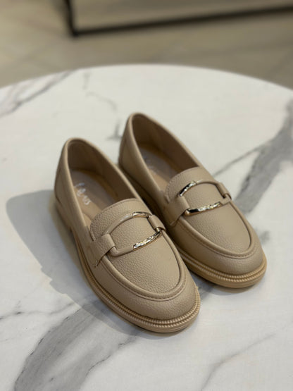 Gold Buckle Leather Loafers – Chunky Sole