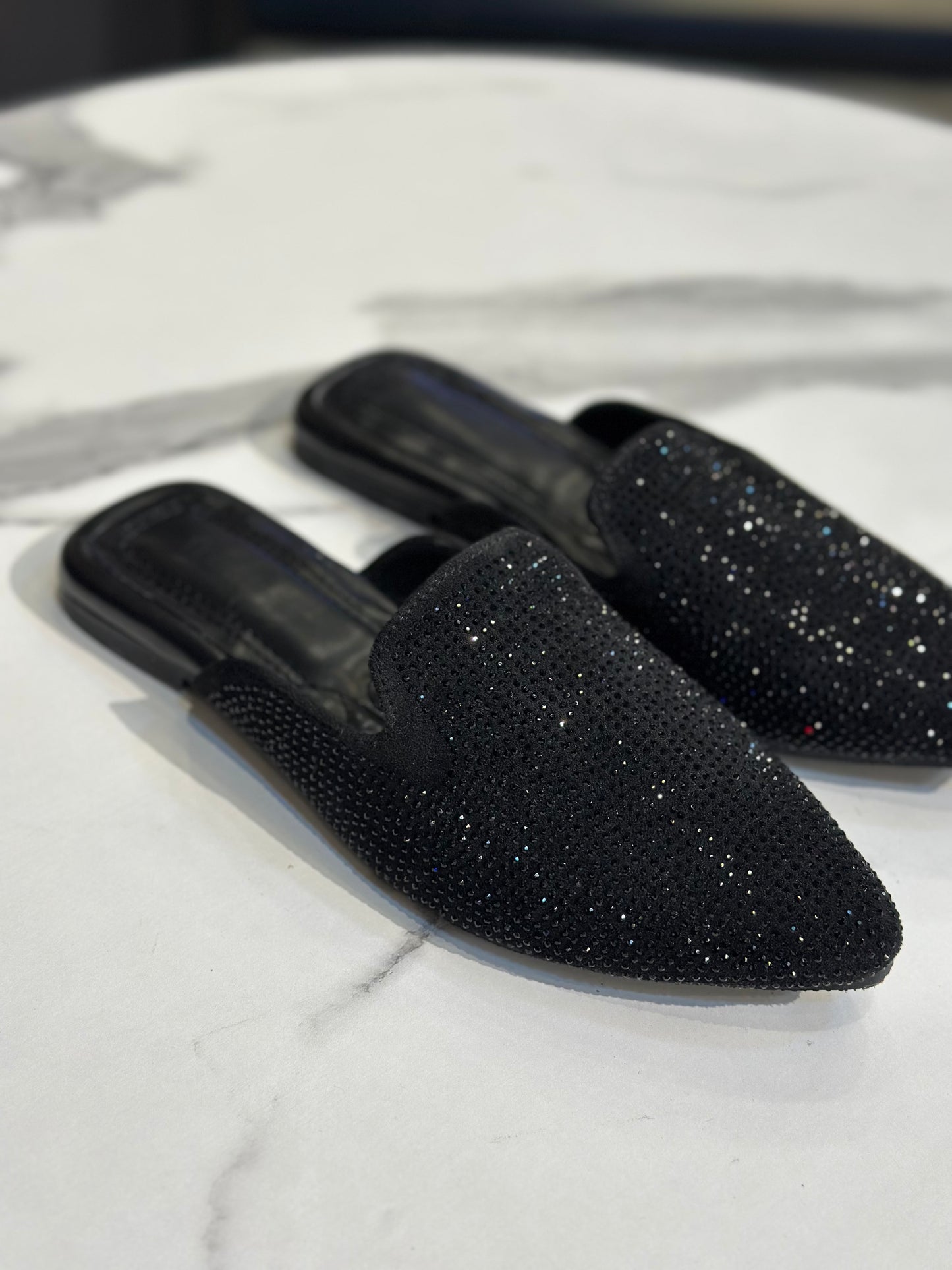 Sparkle Pointed Mule Flat