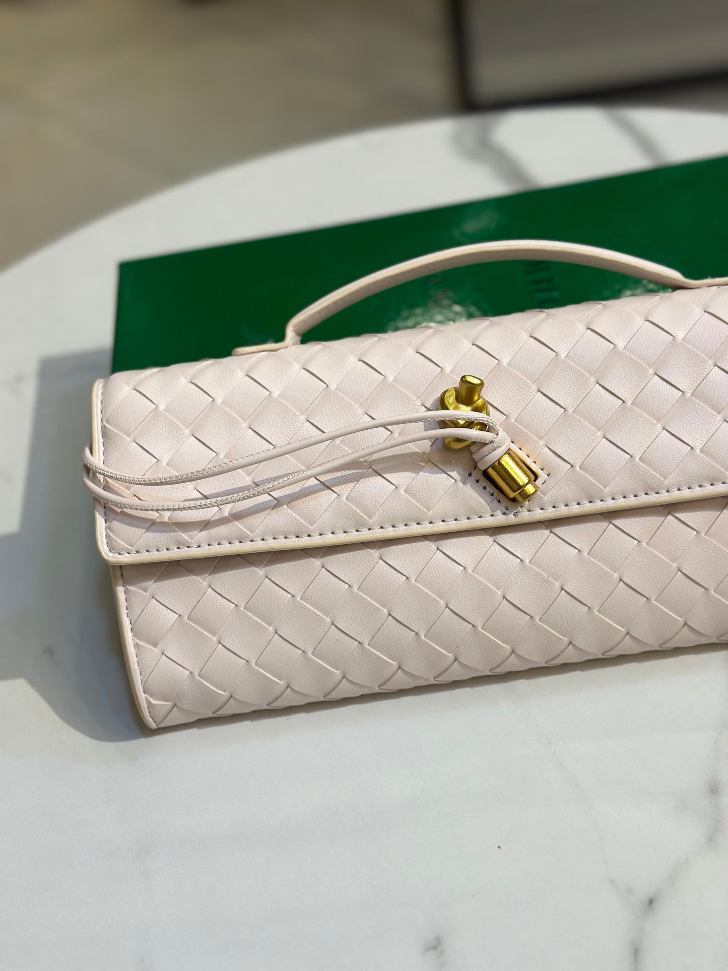 Luxury-Inspired Woven Top Handle Bag