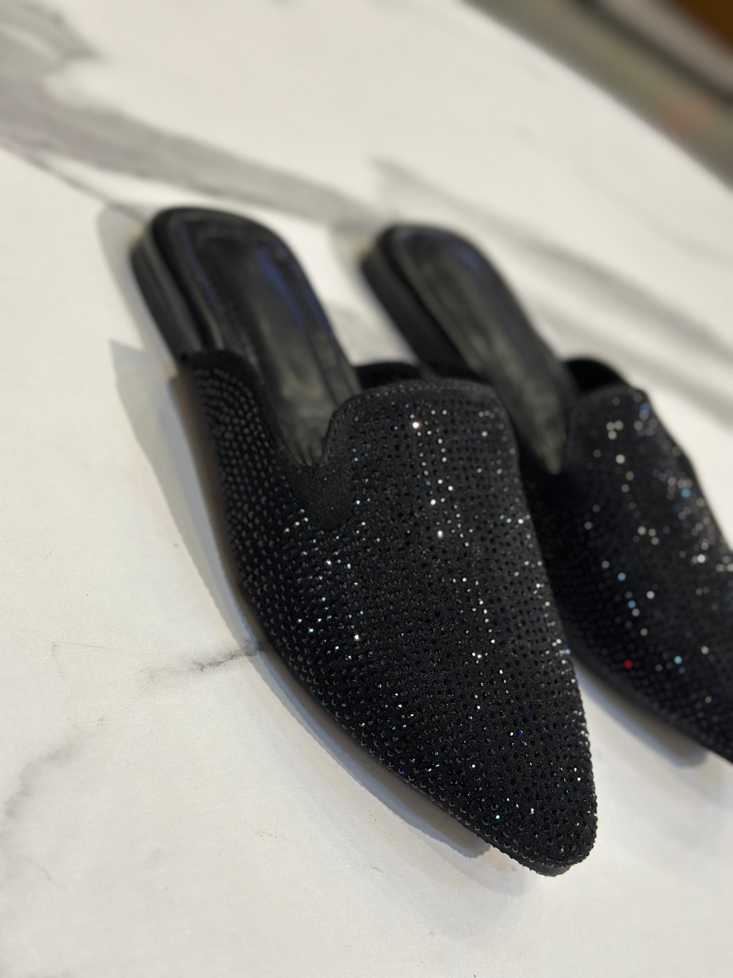 Sparkle Pointed Mule Flat