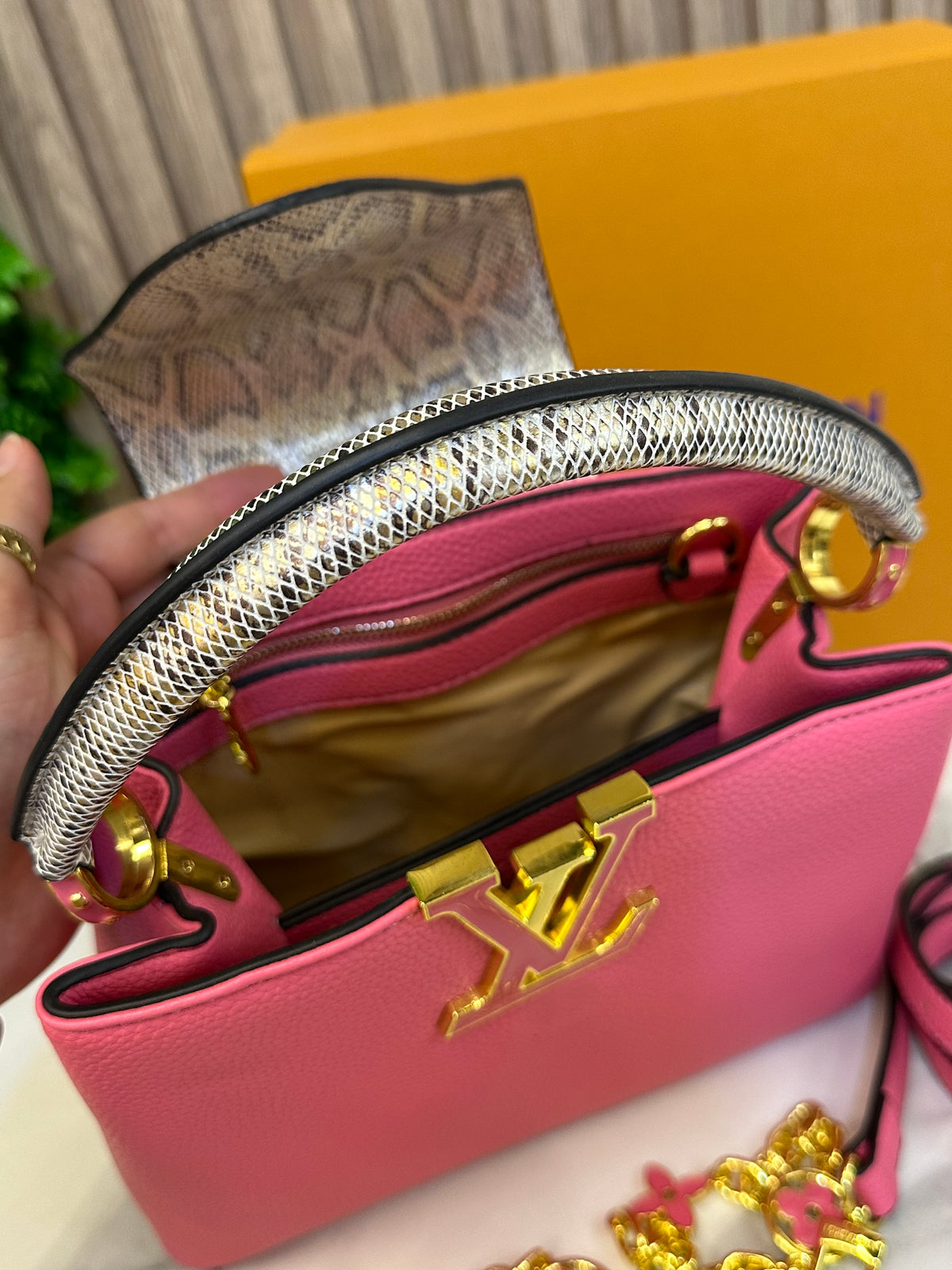 Designer-Inspired Leather Bag with Box