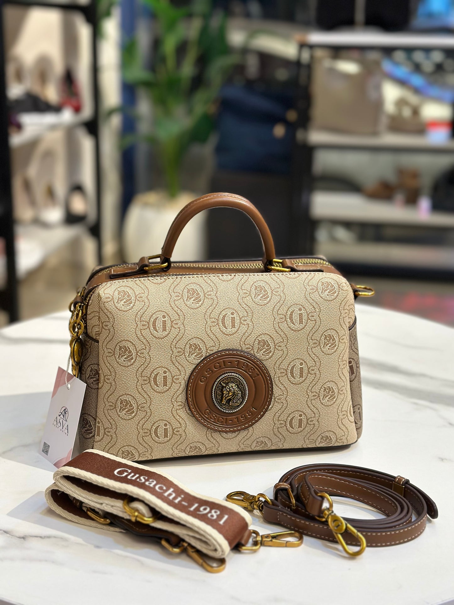 Gusachi 1981 Monogram Doctor Bag with Dual Strap