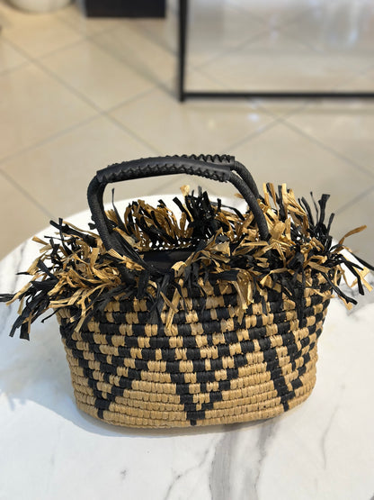 Raffia Fringe Basket Bag