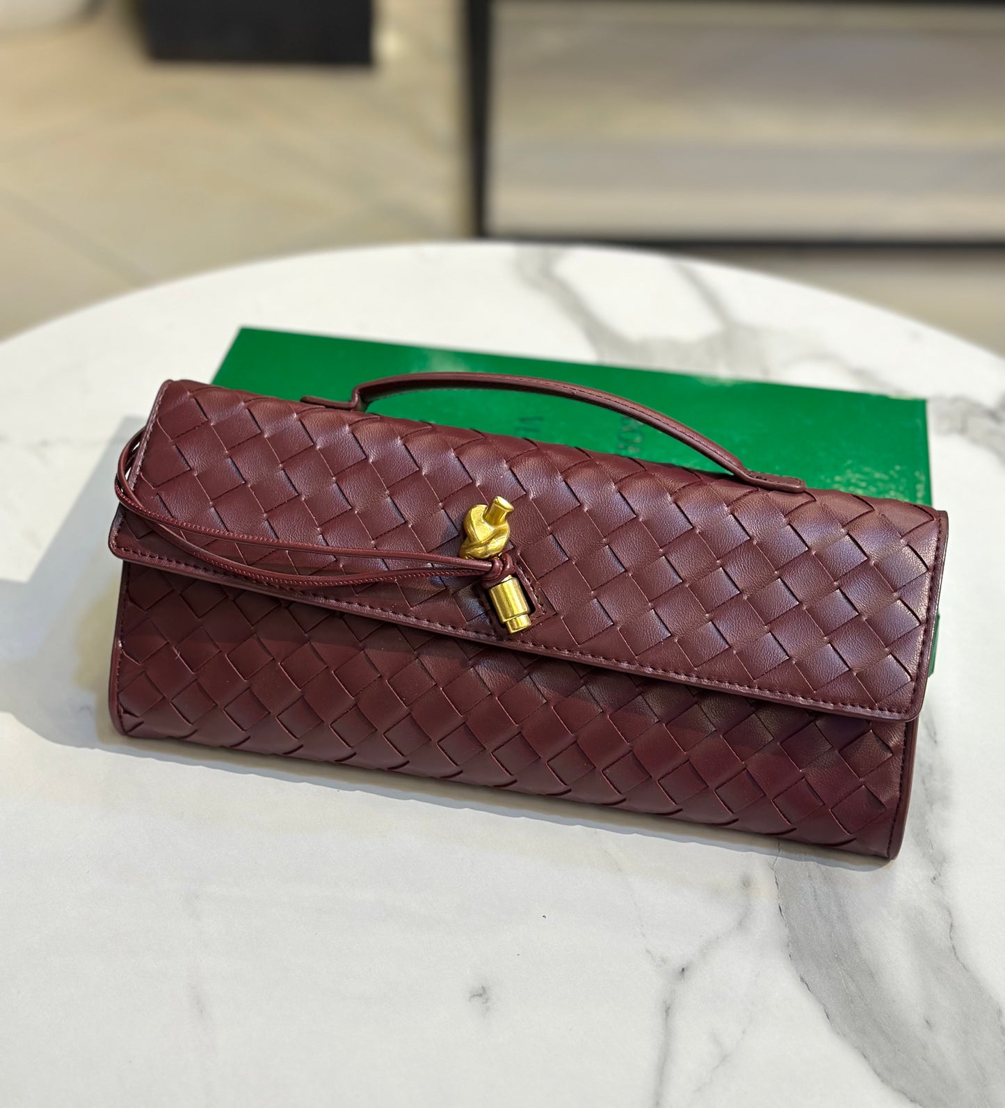 Luxury-Inspired Woven Top Handle Bag