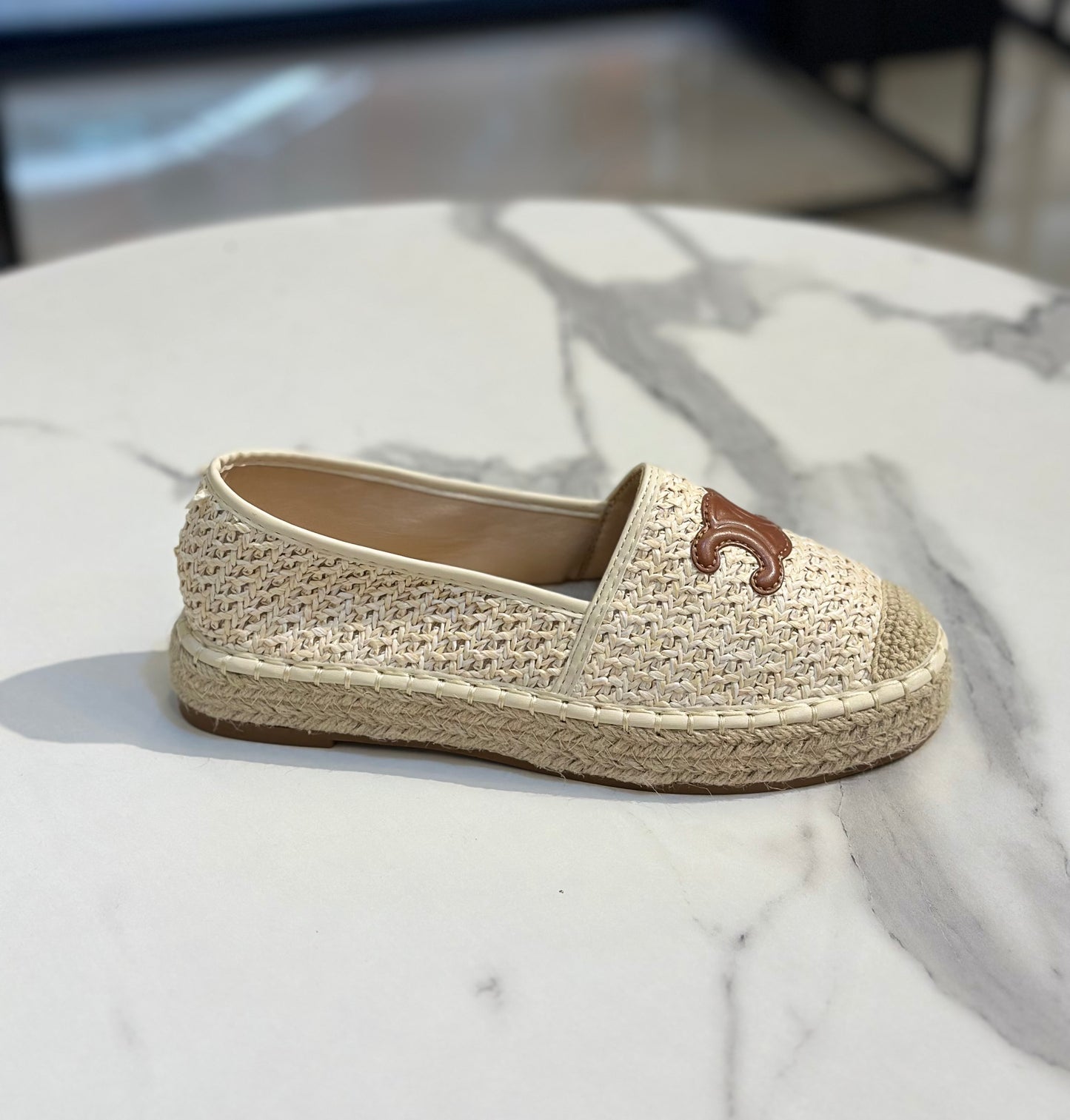 Woven Espadrille Flat with Logo Detail