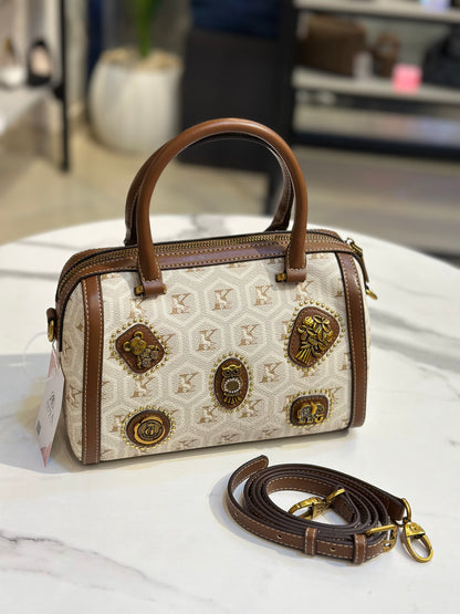 Monogram Mini Boston Bag with Animal Charm Patches