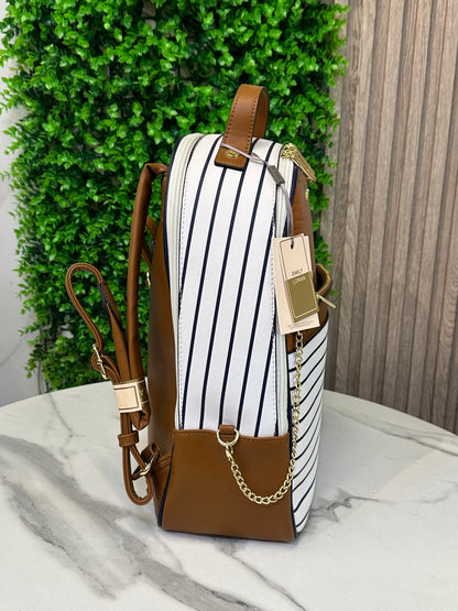 Emily Loran Striped Crocodile-Texture Backpack for Women