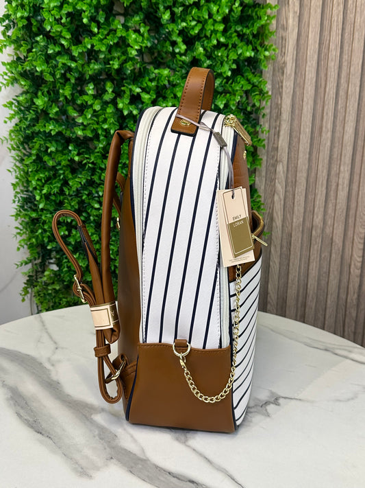 Emily Loran Striped Crocodile-Texture Backpack for Women