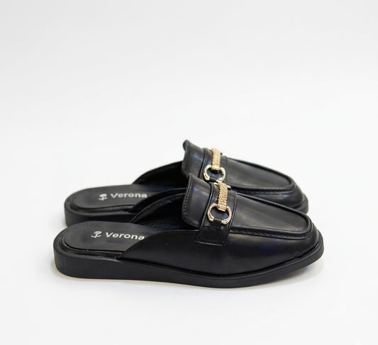 Chain-Embellished Loafer Mules
