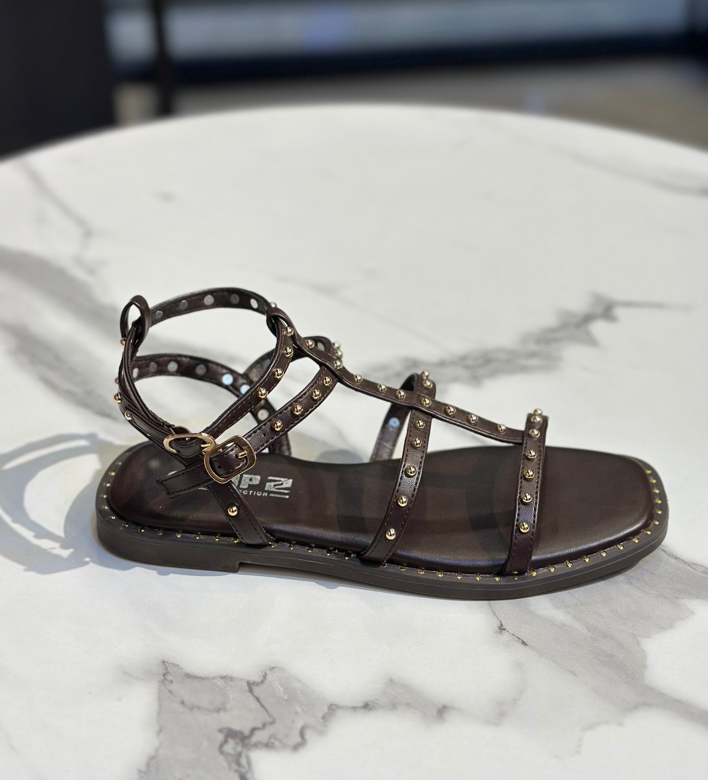 Studded Gladiator Flat Sandal