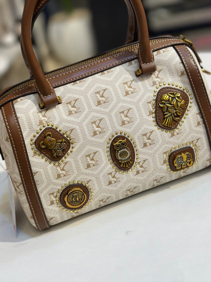 Monogram Mini Boston Bag with Animal Charm Patches