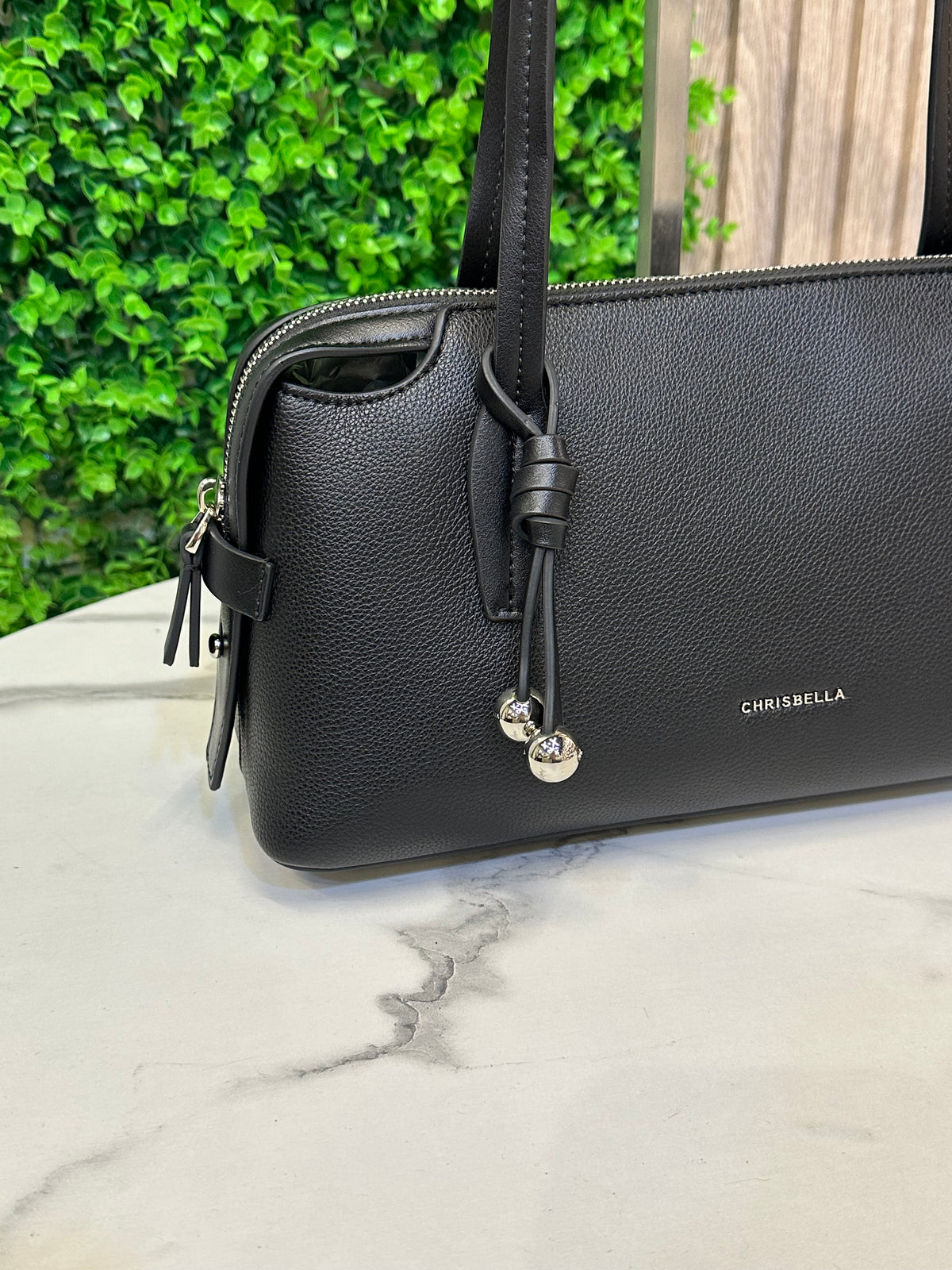 Crispiella Elegant Textured Tote Bag with Decorative Charm