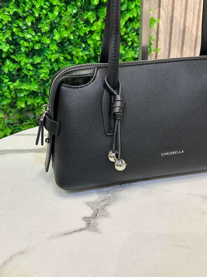 Crispiella Elegant Textured Tote Bag with Decorative Charm