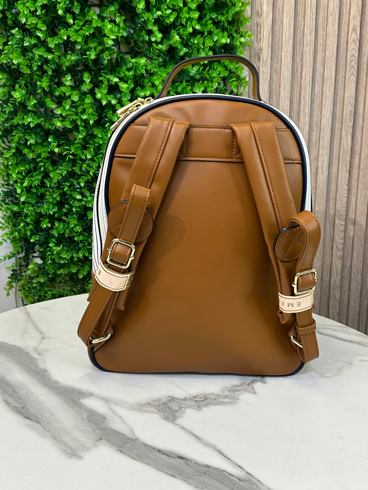 Emily Loran Striped Crocodile-Texture Backpack for Women