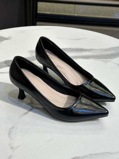 Metallic Pointed-Toe Low Heel Pumps 3 cm