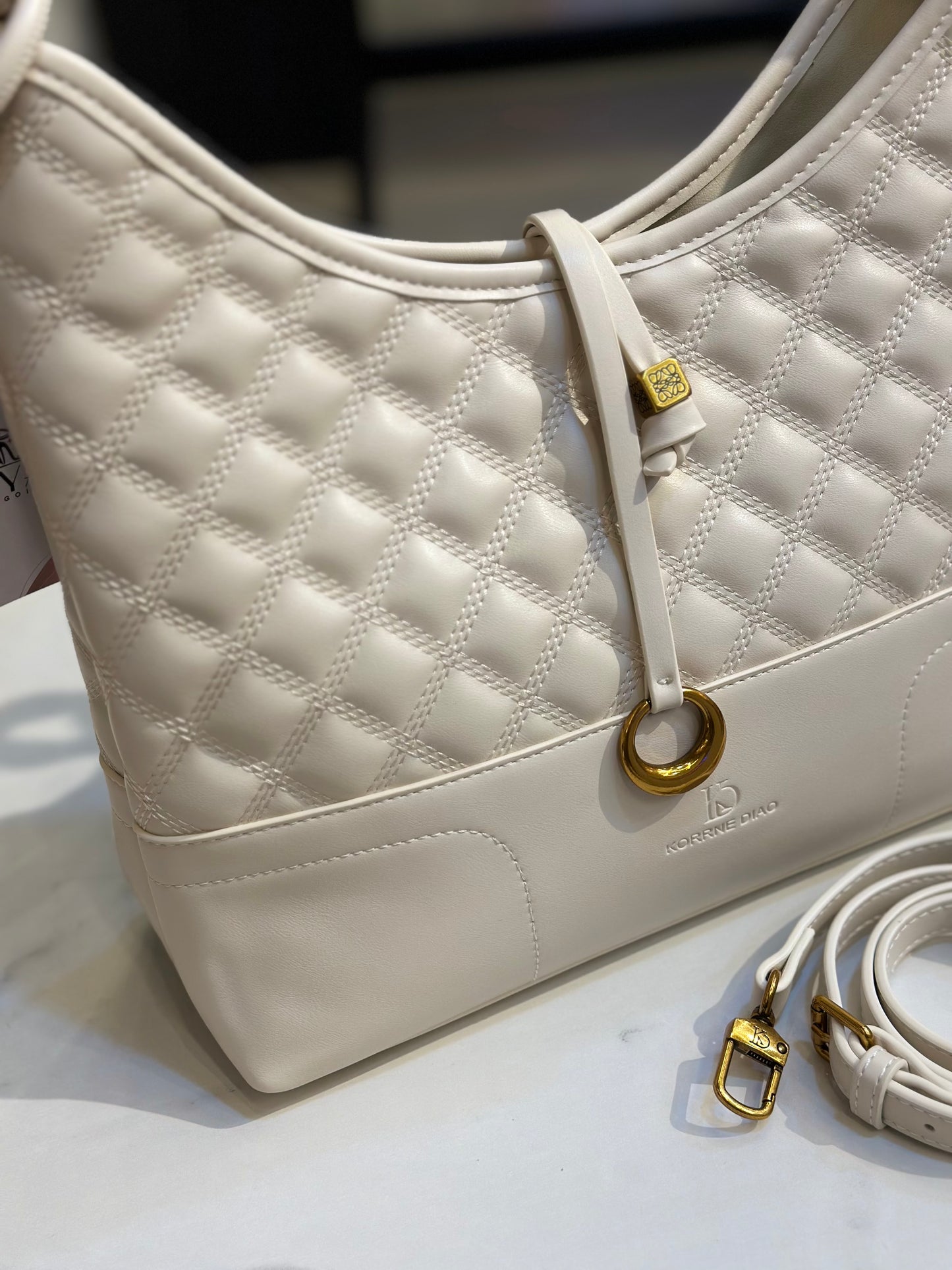 Korrne Diao Quilted Hobo Bag with Pouch