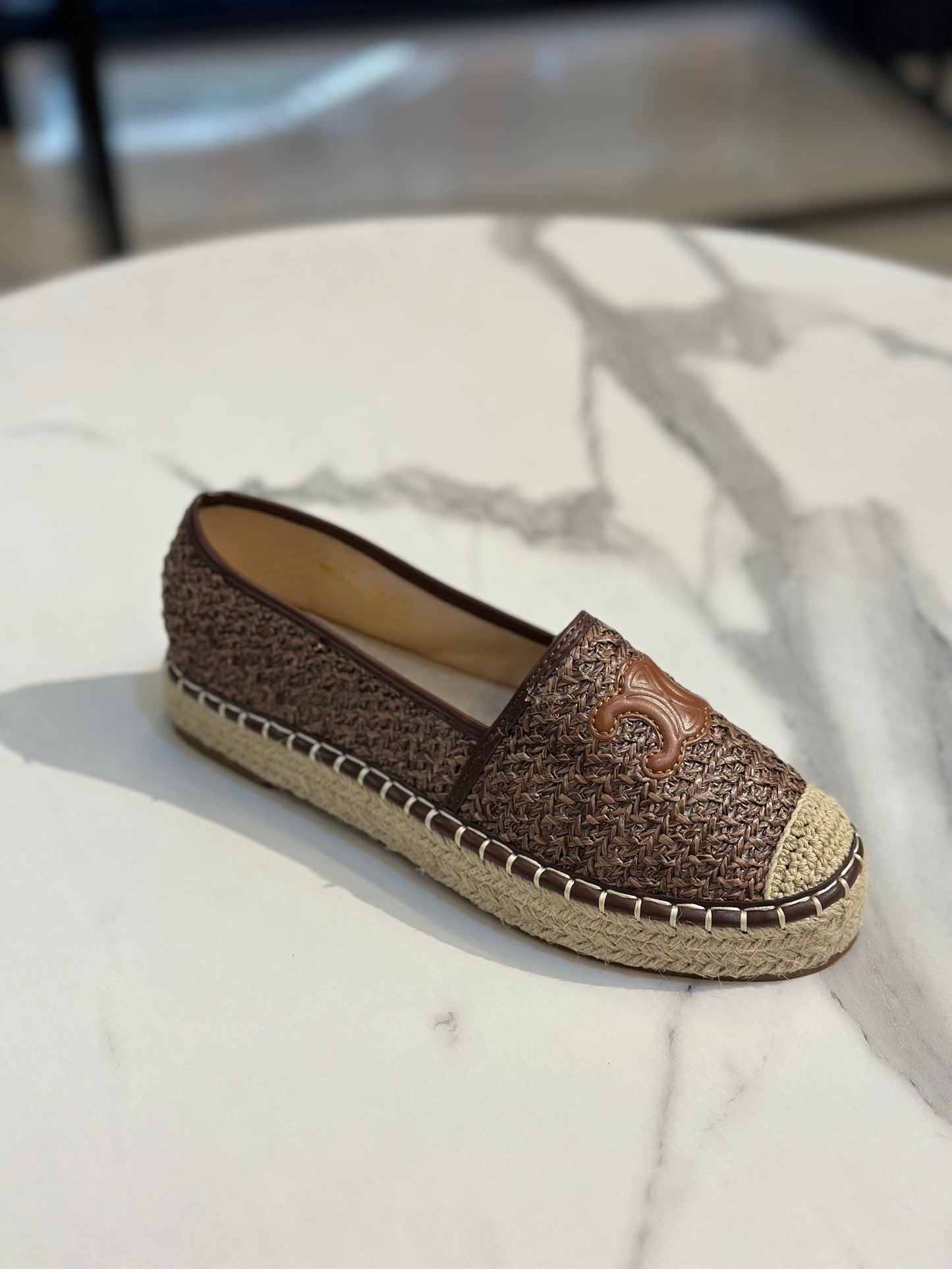 Woven Espadrille Flat with Logo Detail