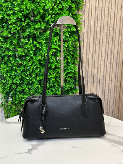 Crispiella Elegant Textured Tote Bag with Decorative Charm