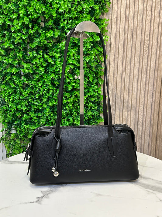 Crispiella Elegant Textured Tote Bag with Decorative Charm