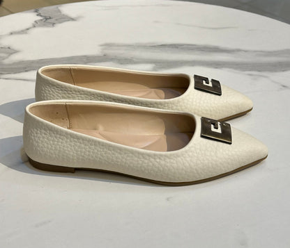 Ballet Flats with Gold Metal Buckle