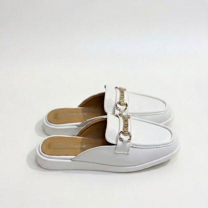 Chain-Embellished Loafer Mules