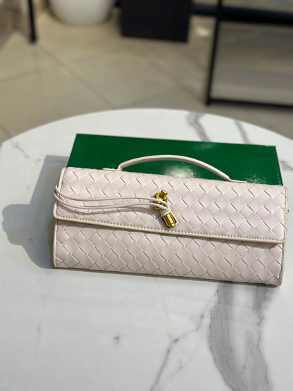 Luxury-Inspired Woven Top Handle Bag