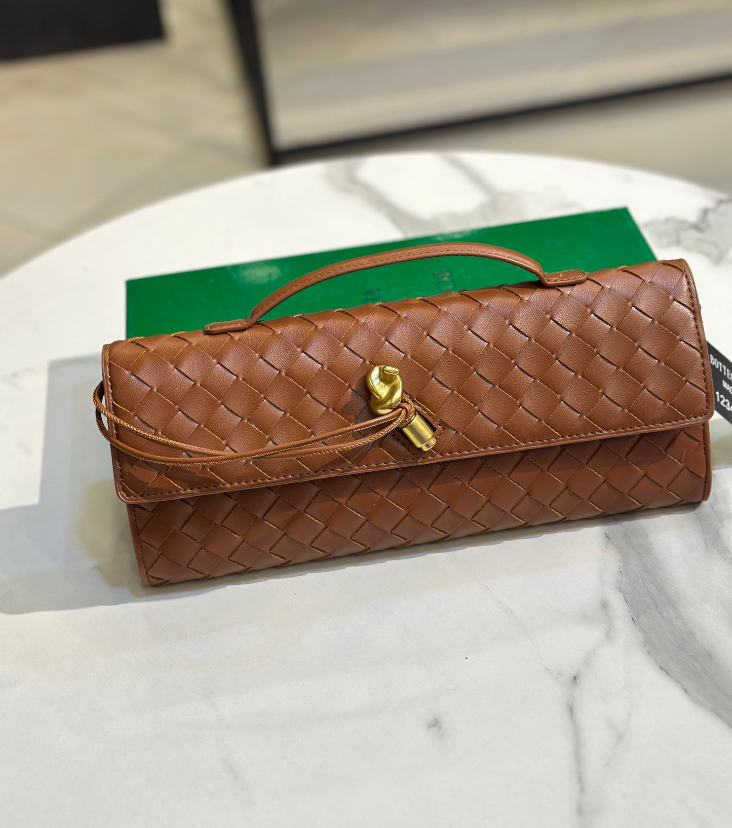 Luxury-Inspired Woven Top Handle Bag