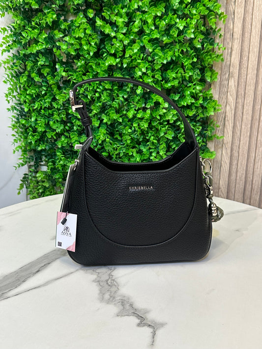 Chrisbella Pebbled Leather Hobo Bag with Card Holder – 2-Piece Set