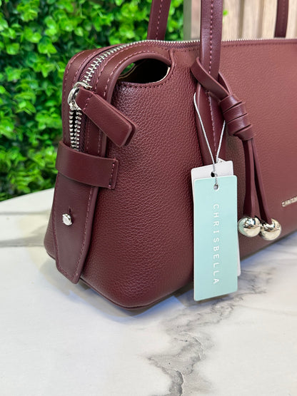 Crispiella Elegant Textured Tote Bag with Decorative Charm
