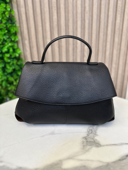 Structured Top-Handle Handbag – Pebbled Leather