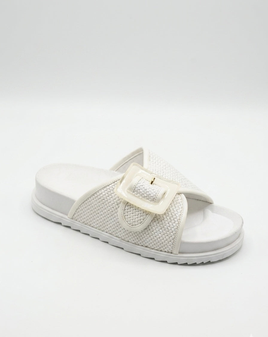 Textured Buckle Slide Slipper for Everyday Comfort