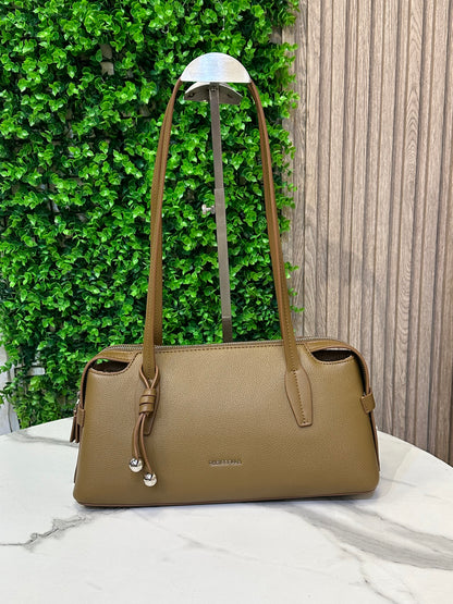 Crispiella Elegant Textured Tote Bag with Decorative Charm